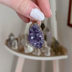 Amethyst Gold Plated Druzy Pendant